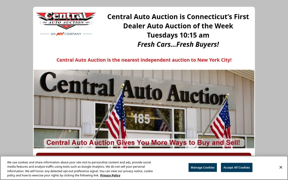 Central Auto Auction website