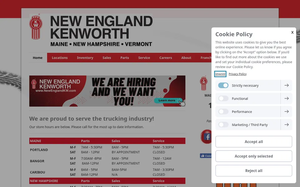 New England Kenworth - Caribou website