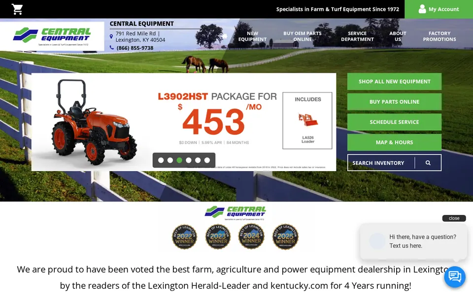 Central Equipment website