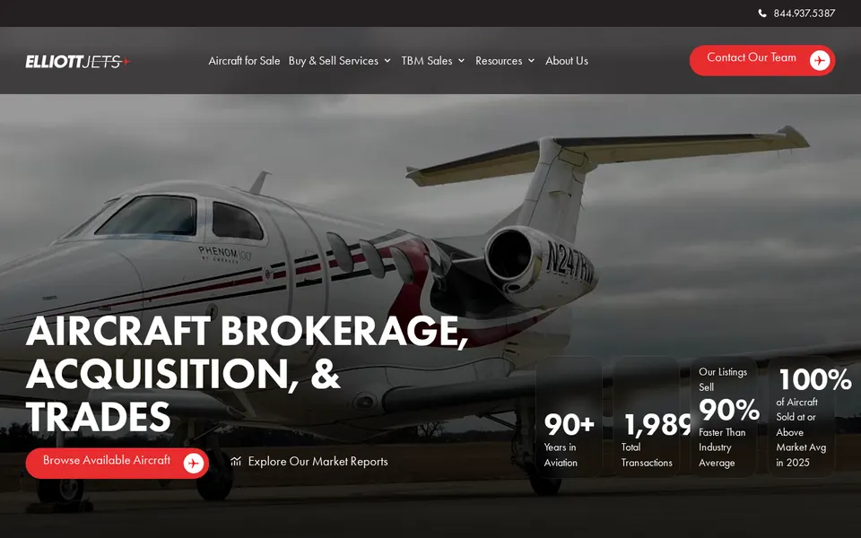 Elliott Jets website