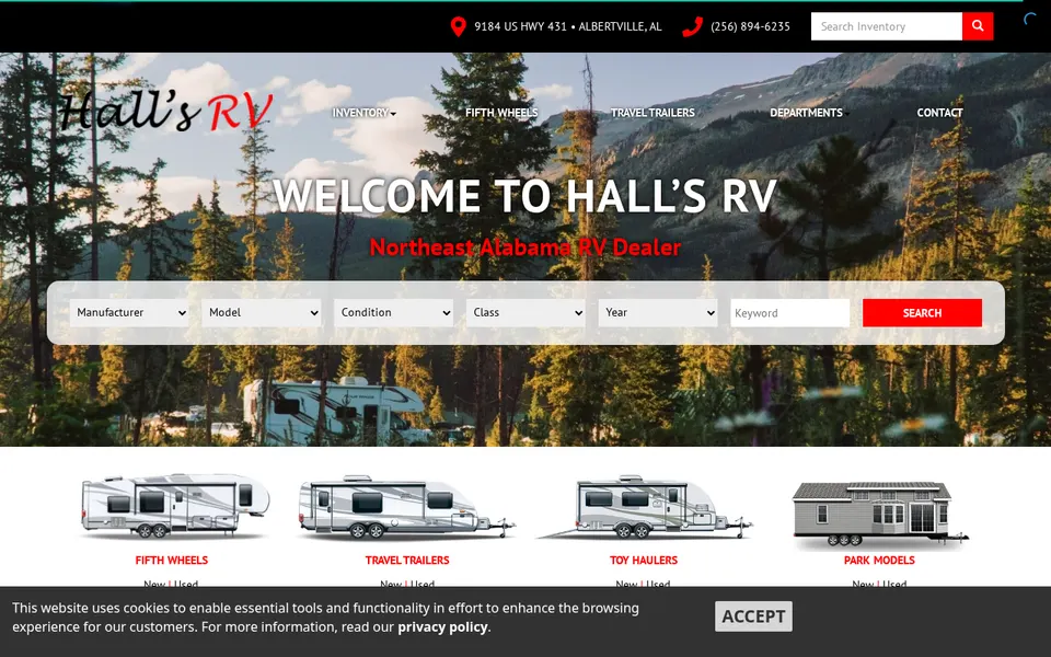 Hall's RV website