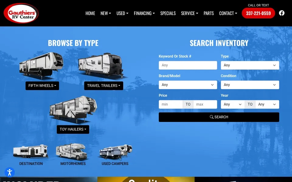 Gauthiers' RV Center website
