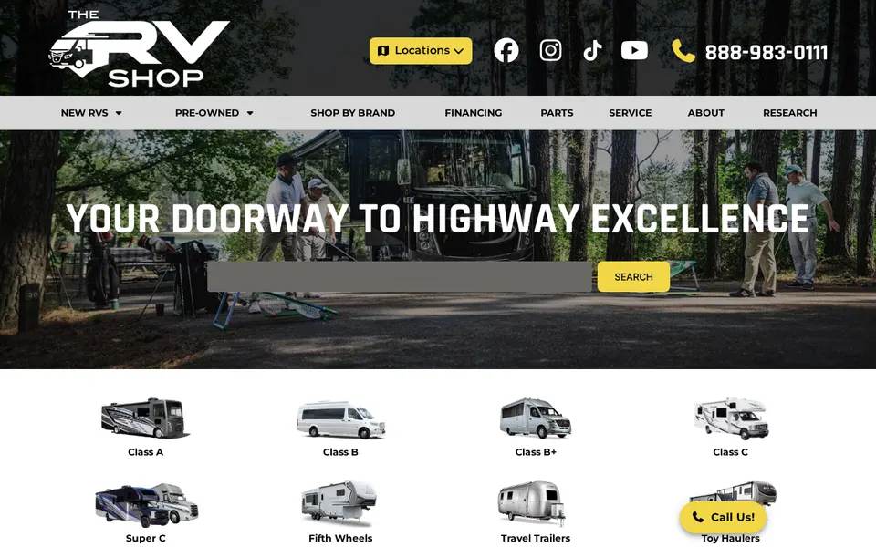 The RV Shop website