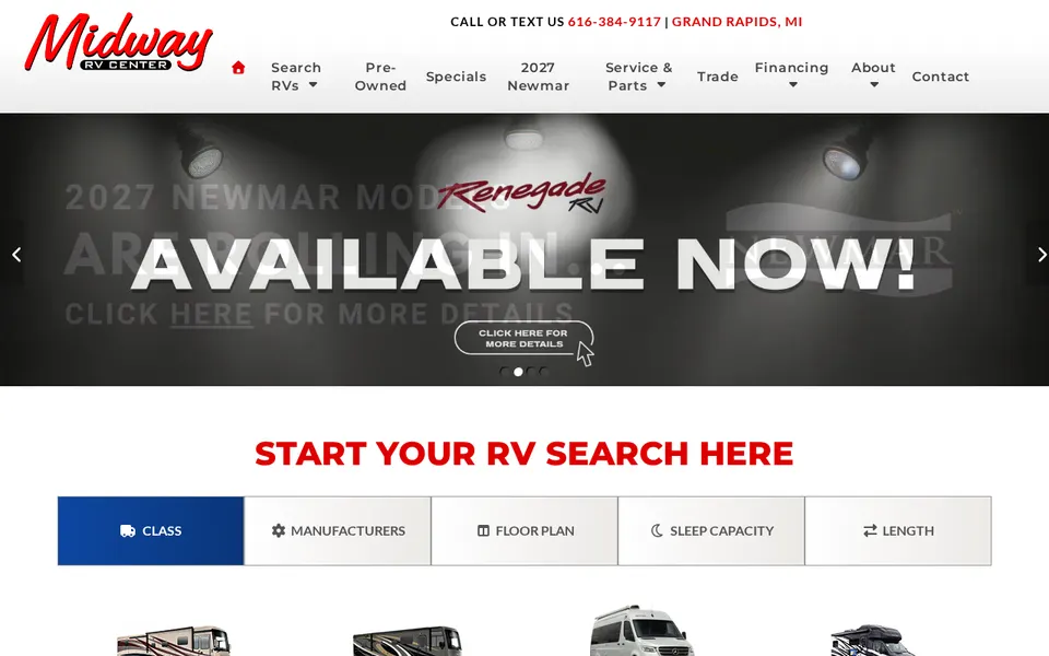 Midway RV Center website