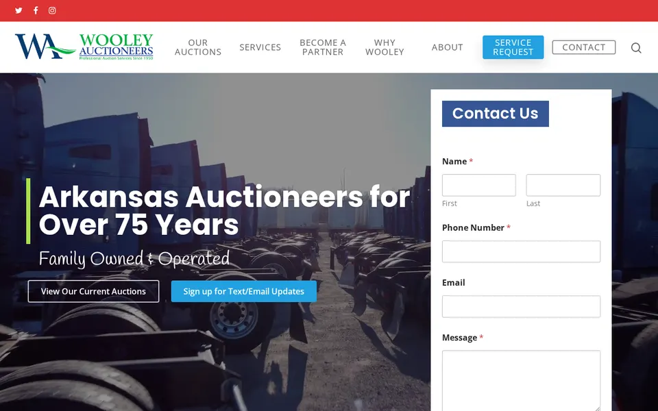 Wooley Auctioneers website