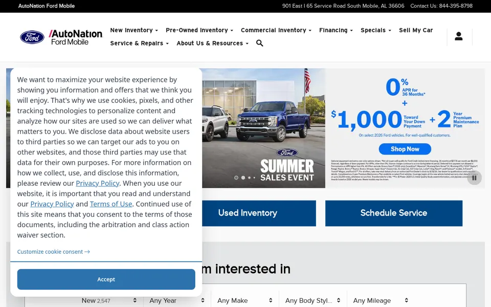 AutoNation Ford Mobile website