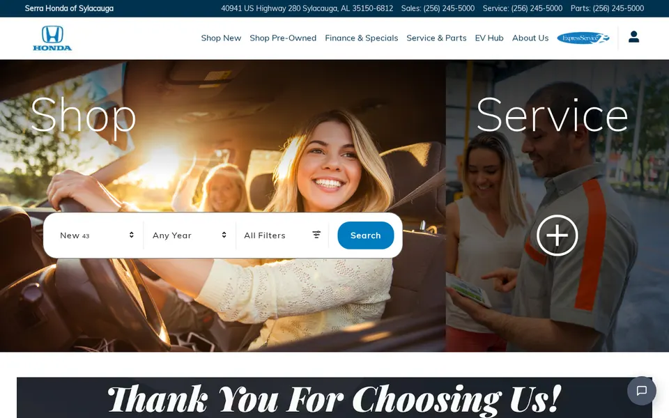 Serra Honda of Sylacauga website