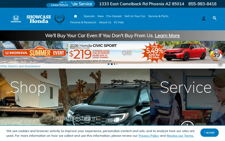 Showcase Honda website