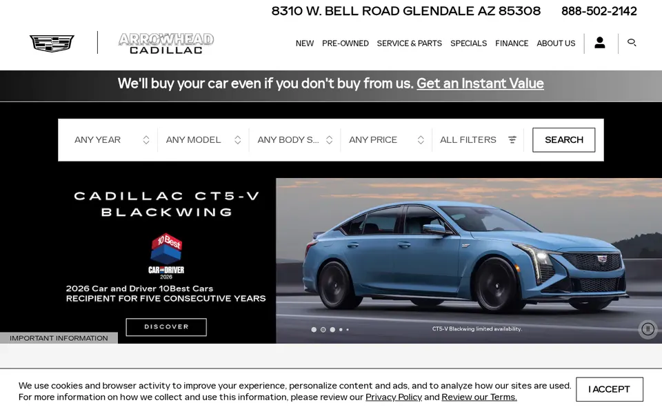 Arrowhead Cadillac website