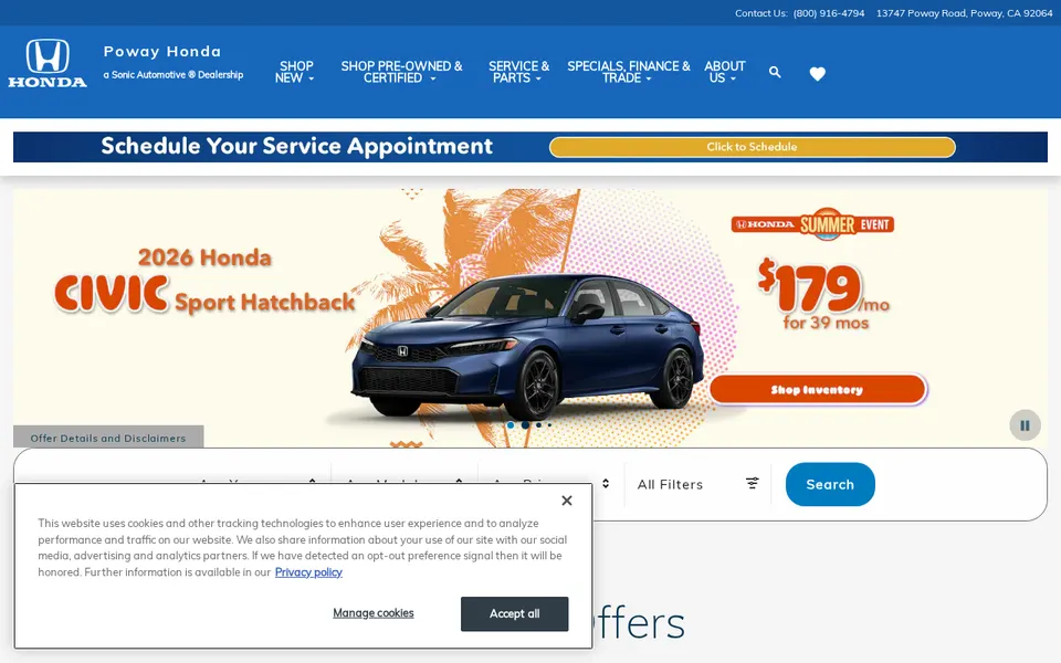 Poway Honda website