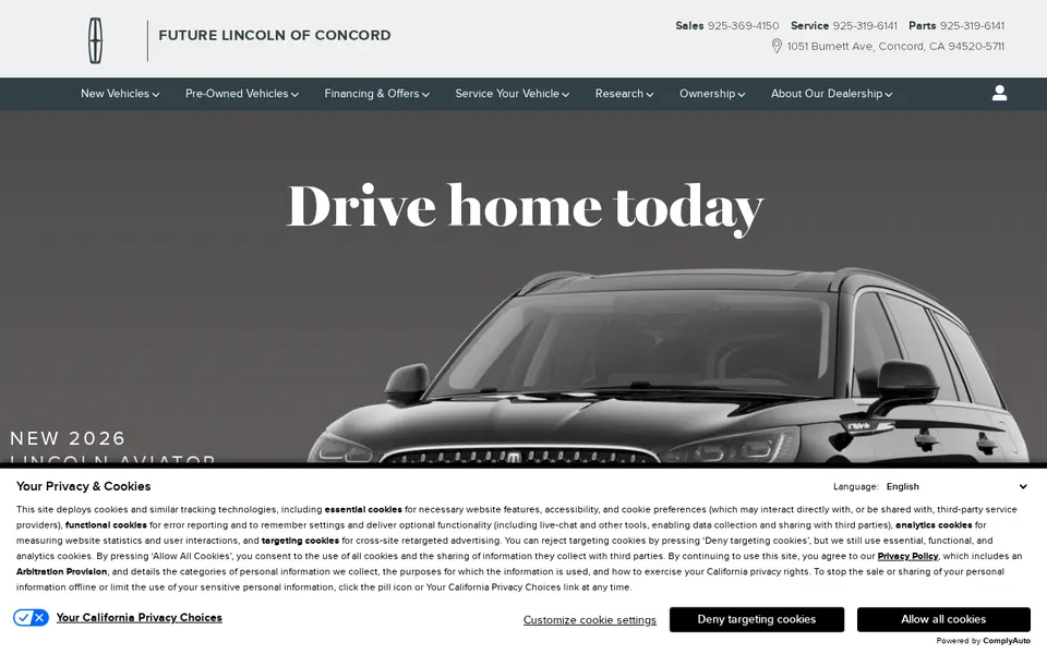 Future Lincoln of Concord website