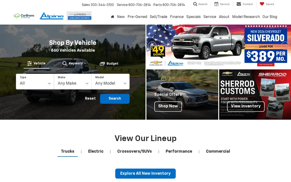 Alpine Chevrolet website