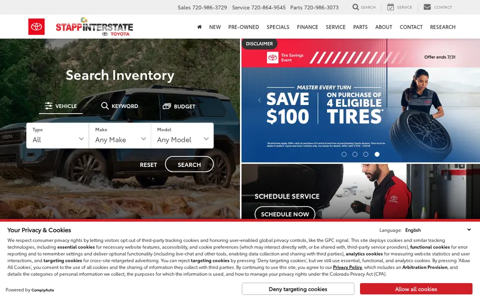 Stapp Interstate Toyota website