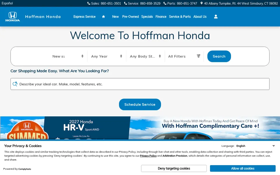 Hoffman Honda website