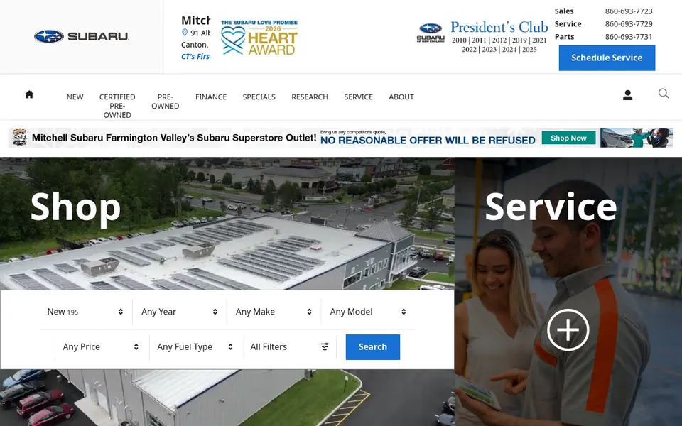 Mitchell Subaru website