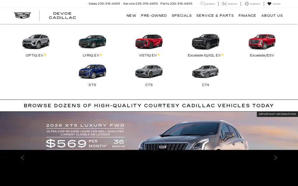 DeVoe Cadillac website