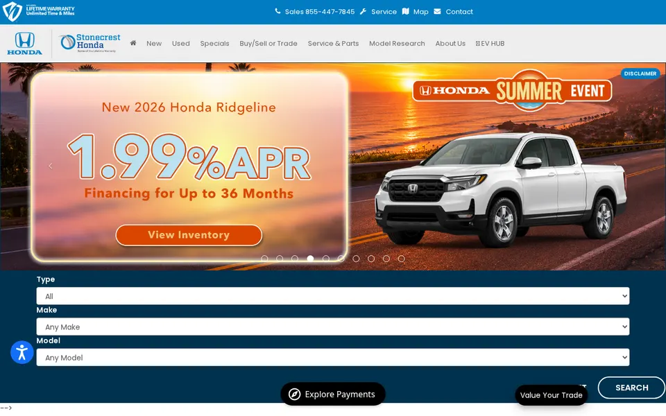 Stonecrest Honda website