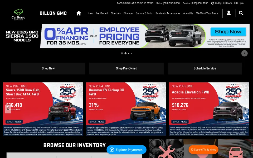 Dennis Dillon GMC Sales and Service website