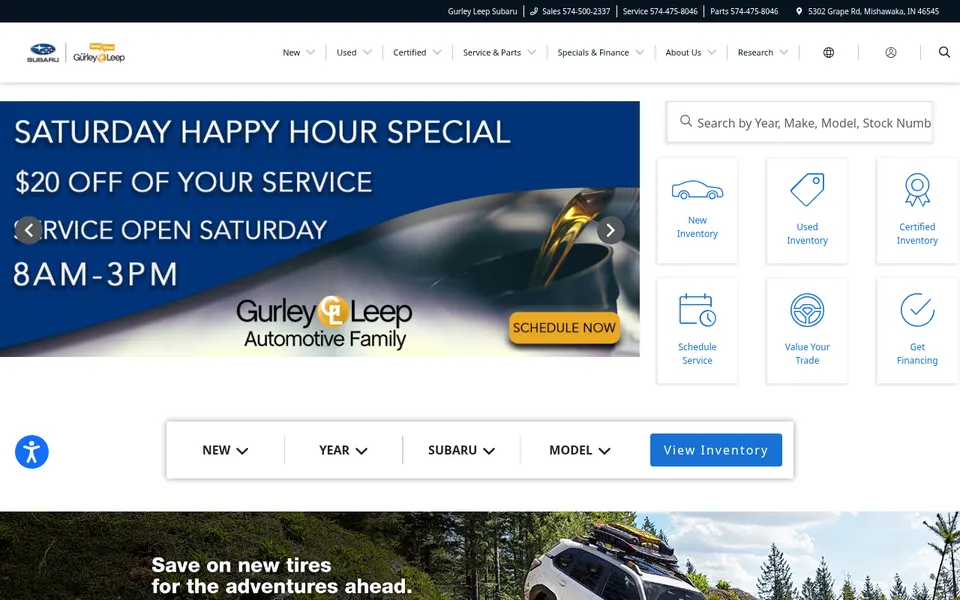 Gurley Leep Subaru website