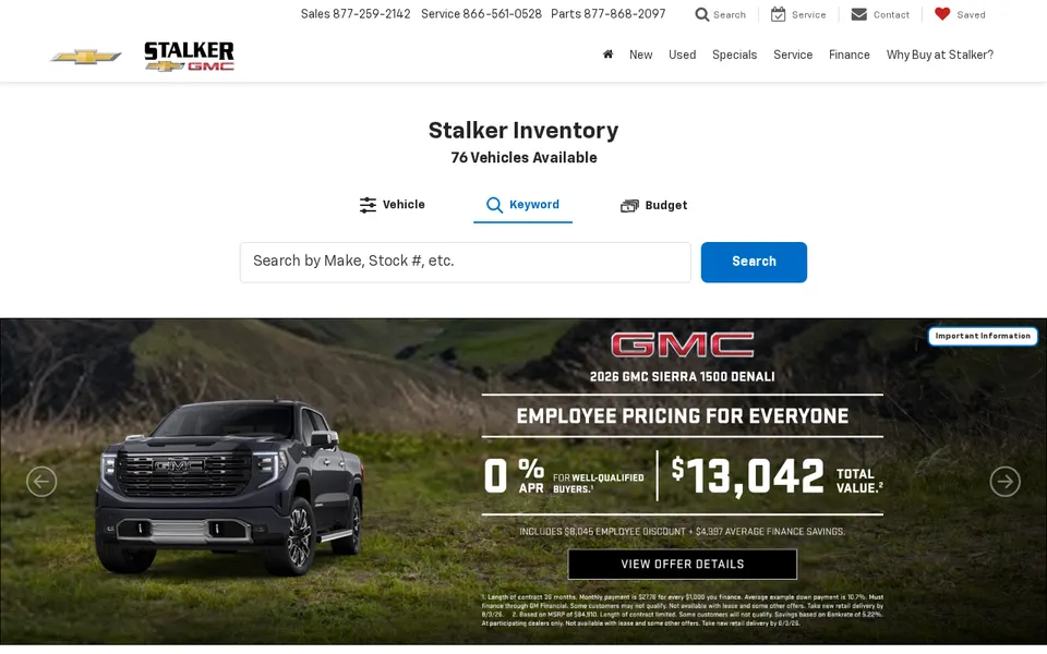 Stalker Chevrolet website