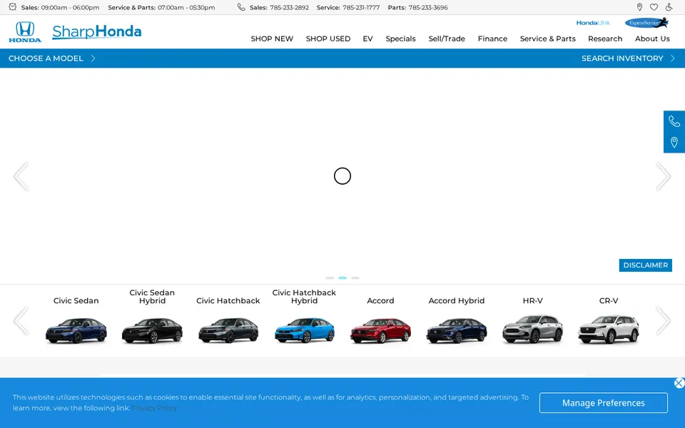 Sharp Honda Inc website