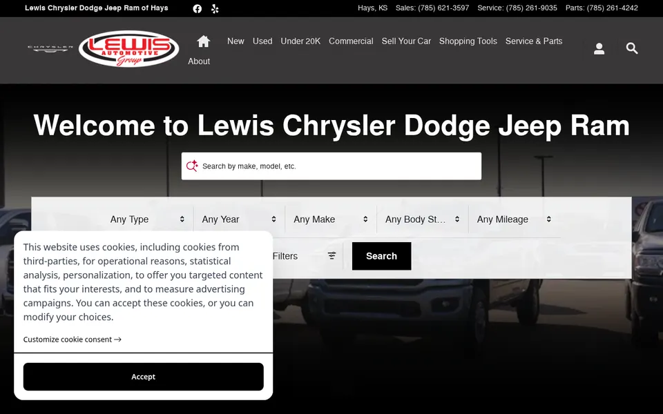 Lewis Chrysler Dodge Jeep Ram of Hays website