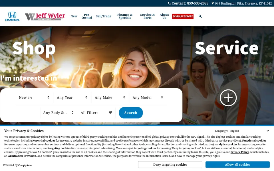 Jeff Wyler Honda in Florence website
