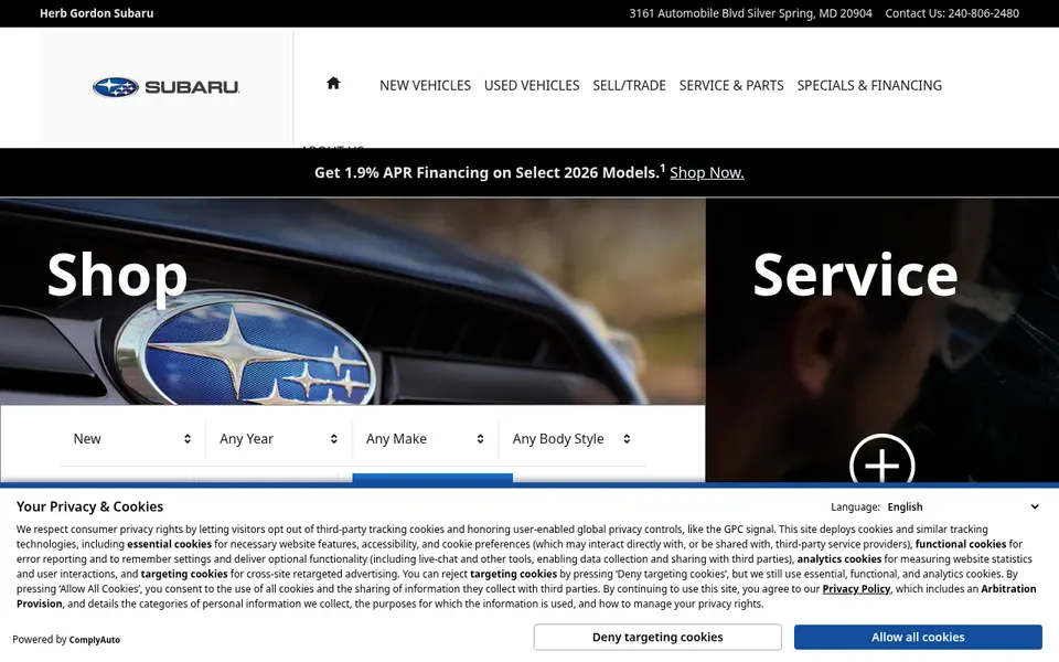 Herb Gordon Subaru website