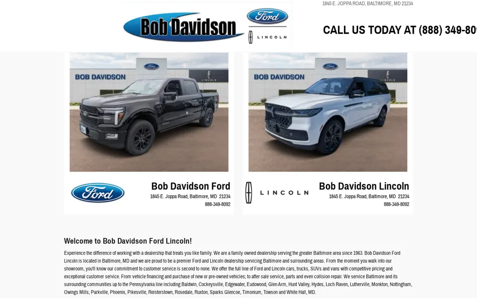 Bob Davidson Ford Lincoln website