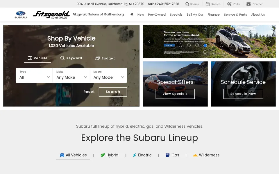 Fitzgerald Subaru Gaithersburg website