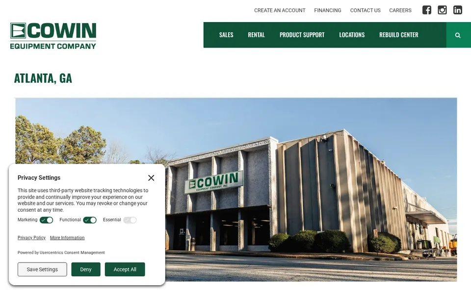 Cowin Equipment Company - Atlanta website