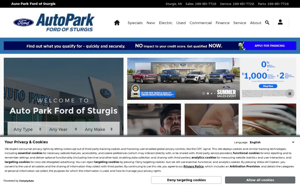 Auto Park Ford website