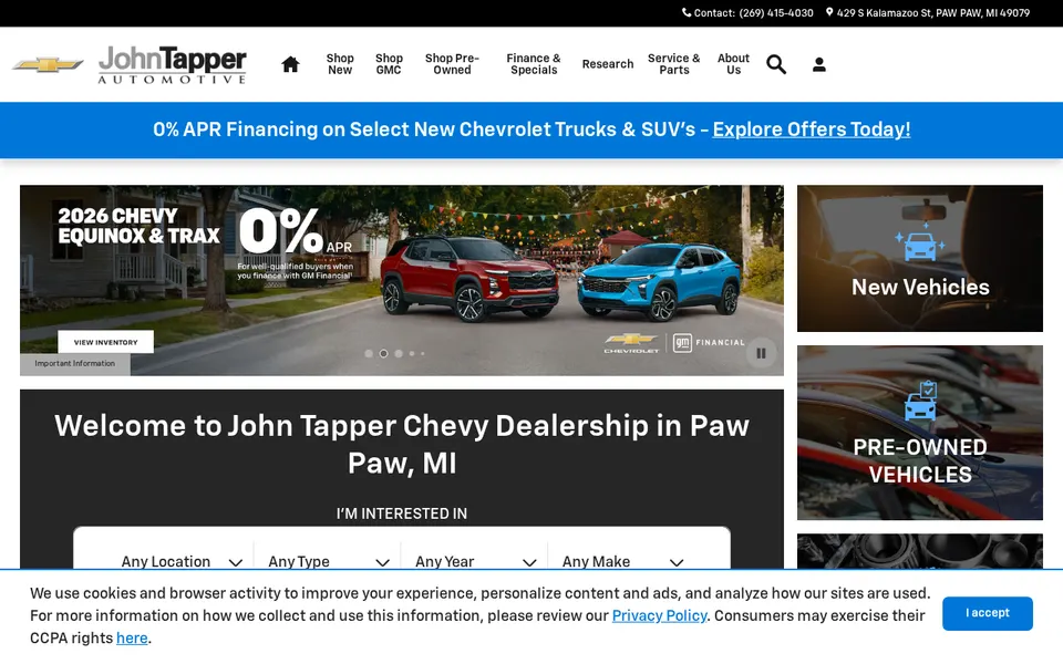 John Tapper Chevrolet website