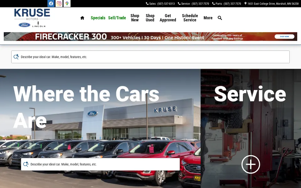 Kruse Ford Lincoln website