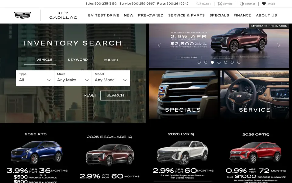 Key Cadillac website