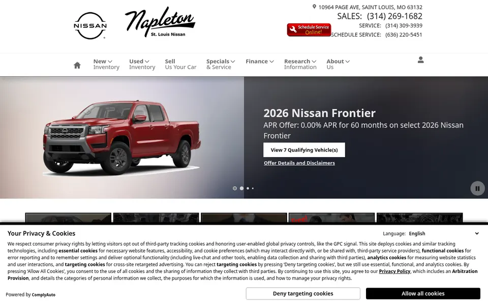 Napleton St. Louis Nissan website