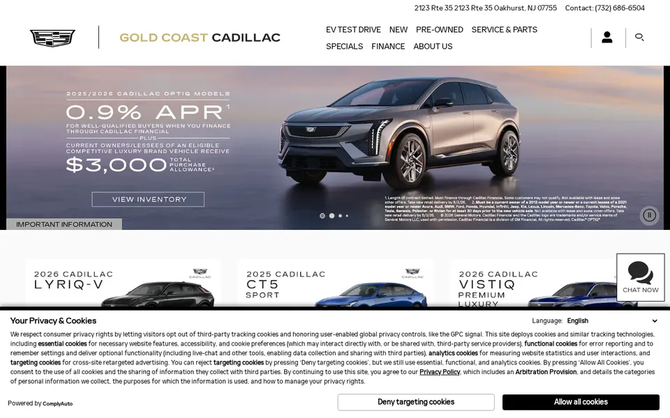 Gold Coast Cadillac website