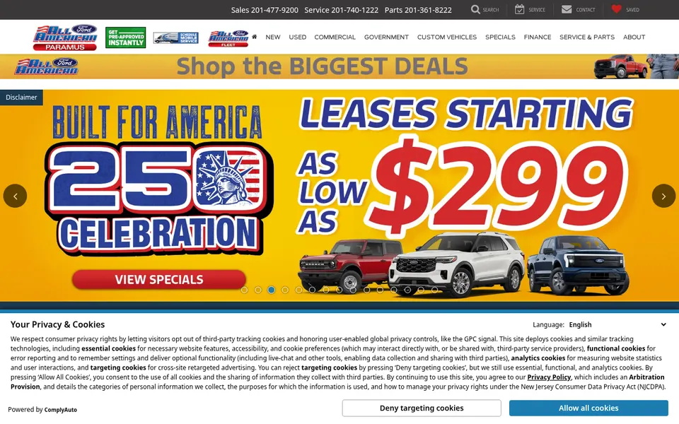 All American Ford in Paramus website
