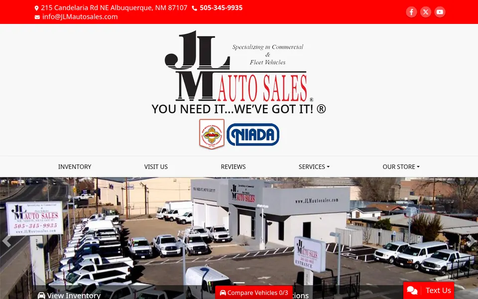 JLM Auto Sales website