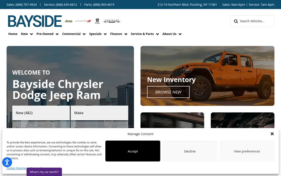 Bayside Chrysler Jeep Dodge website