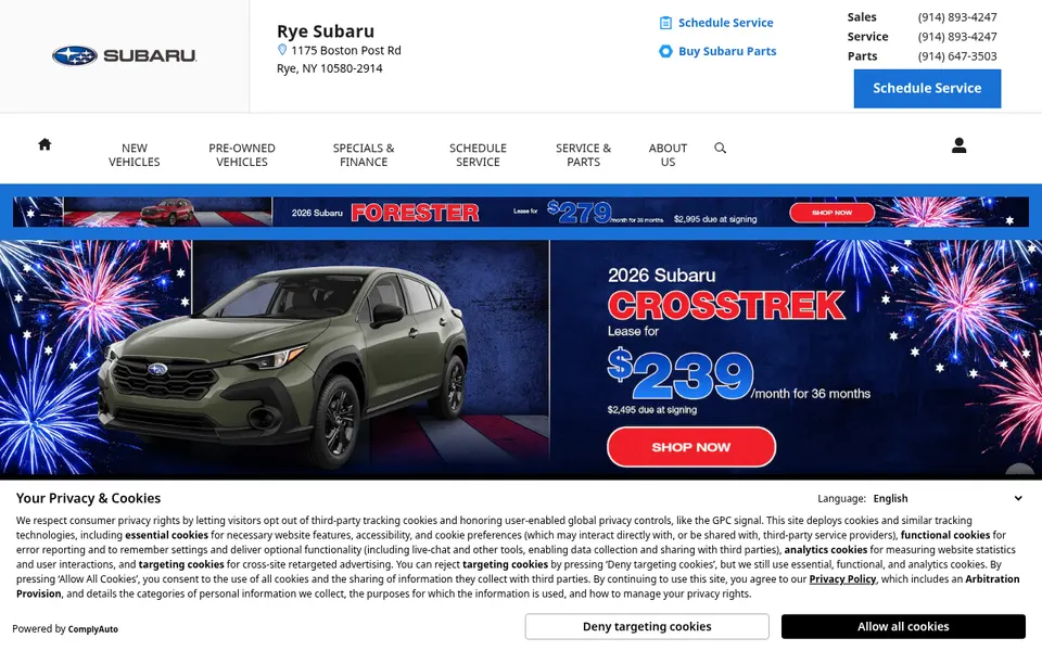 Rye Subaru website