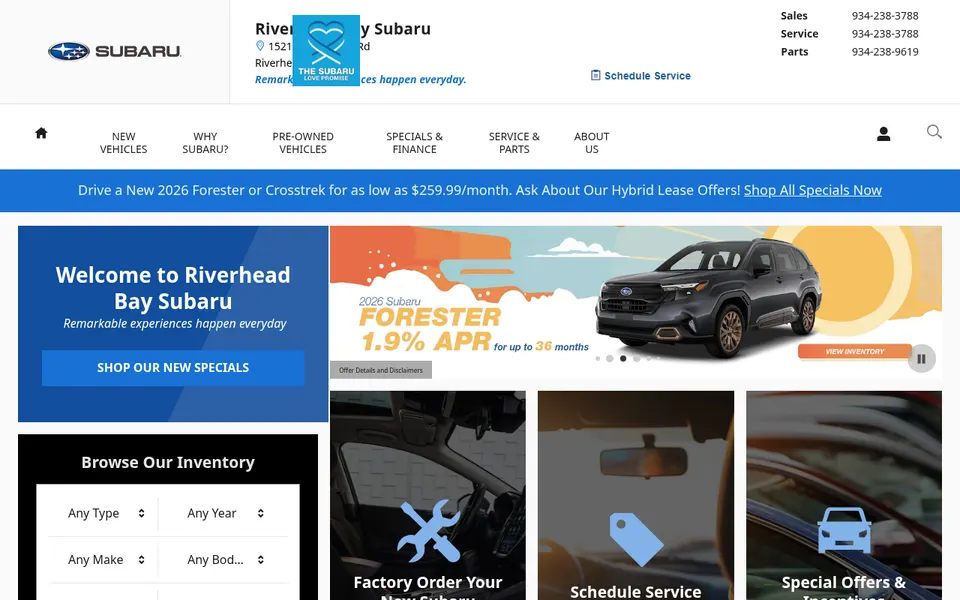 Riverhead Bay Subaru website