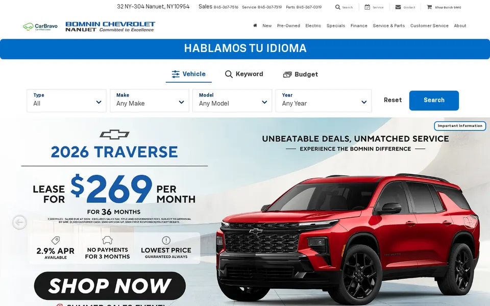 Bomnin Chevrolet Buick GMC Nanuet website