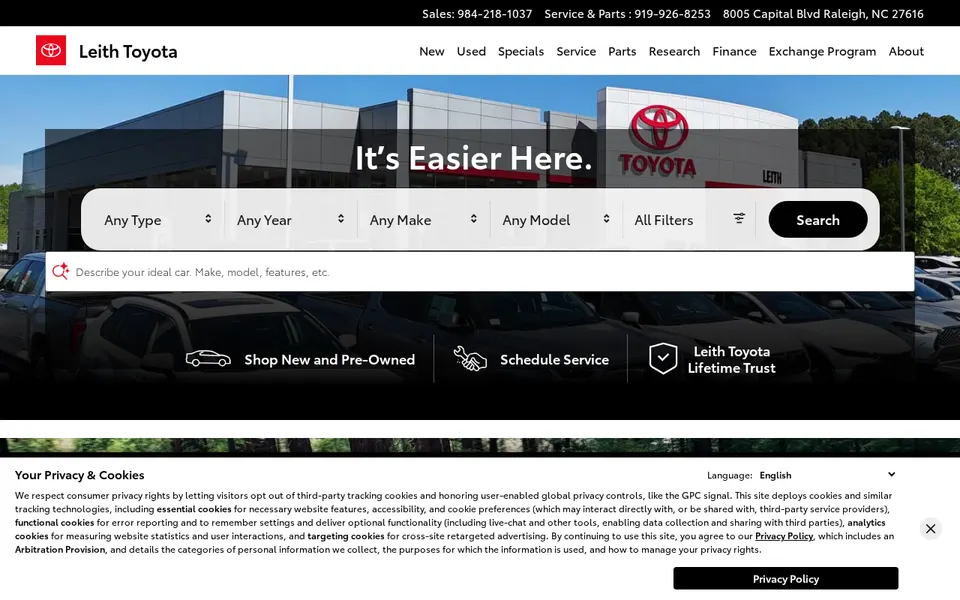Leith Toyota website