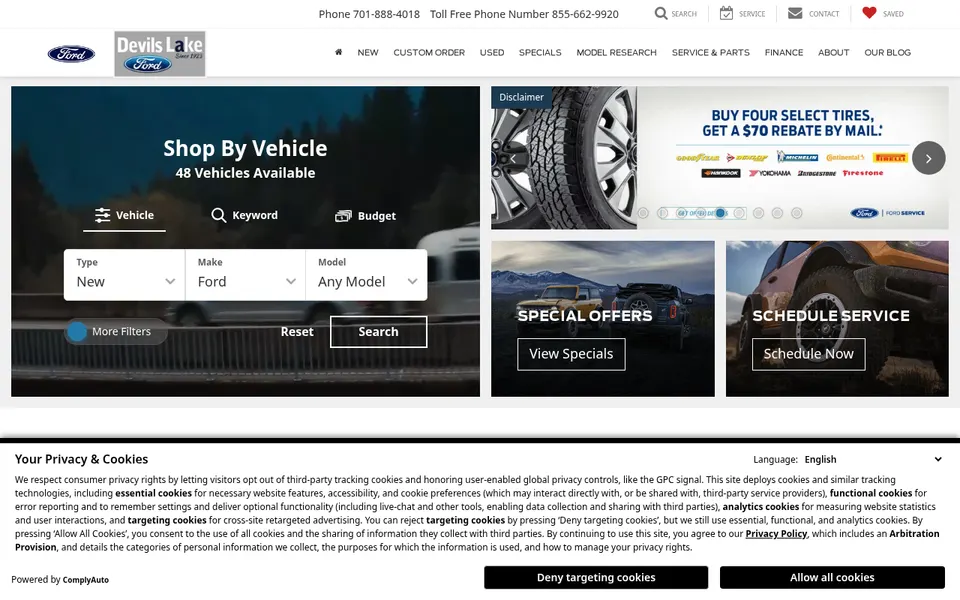 Devils Lake Ford website