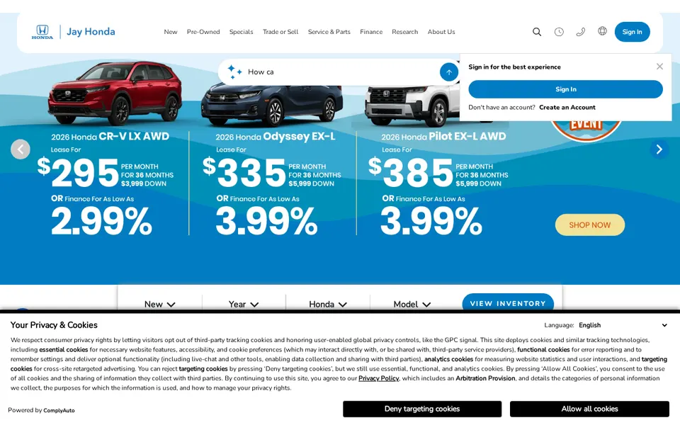 Jay Honda website
