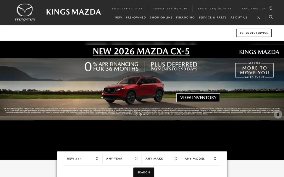 Kings Mazda website