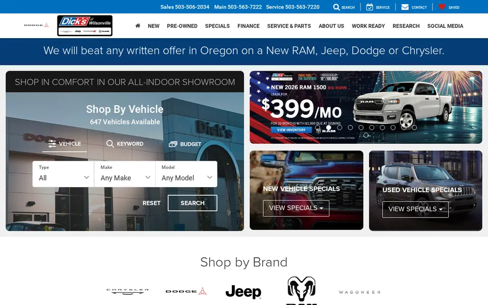 Dick’s CJDR of Wilsonville website
