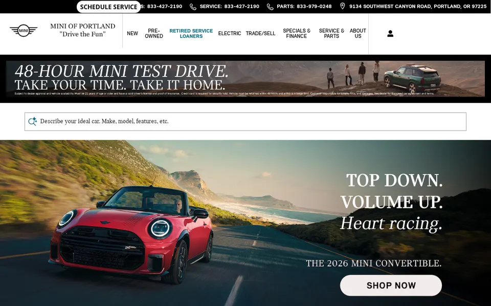 MINI of Portland website
