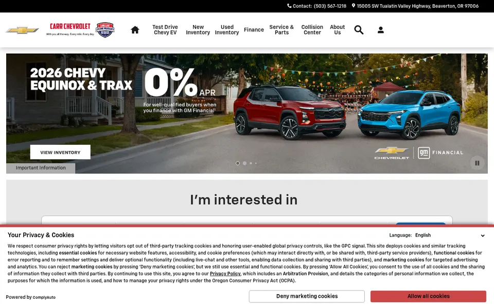 Carr Chevrolet website